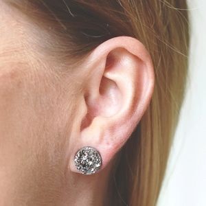 Gunmetal Stud Earrings, Druzy Stud Earrings